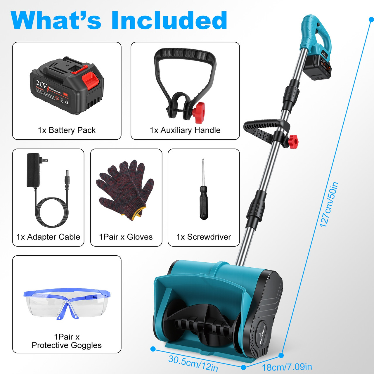 800W 21V Cordless Snow Shovel product image
