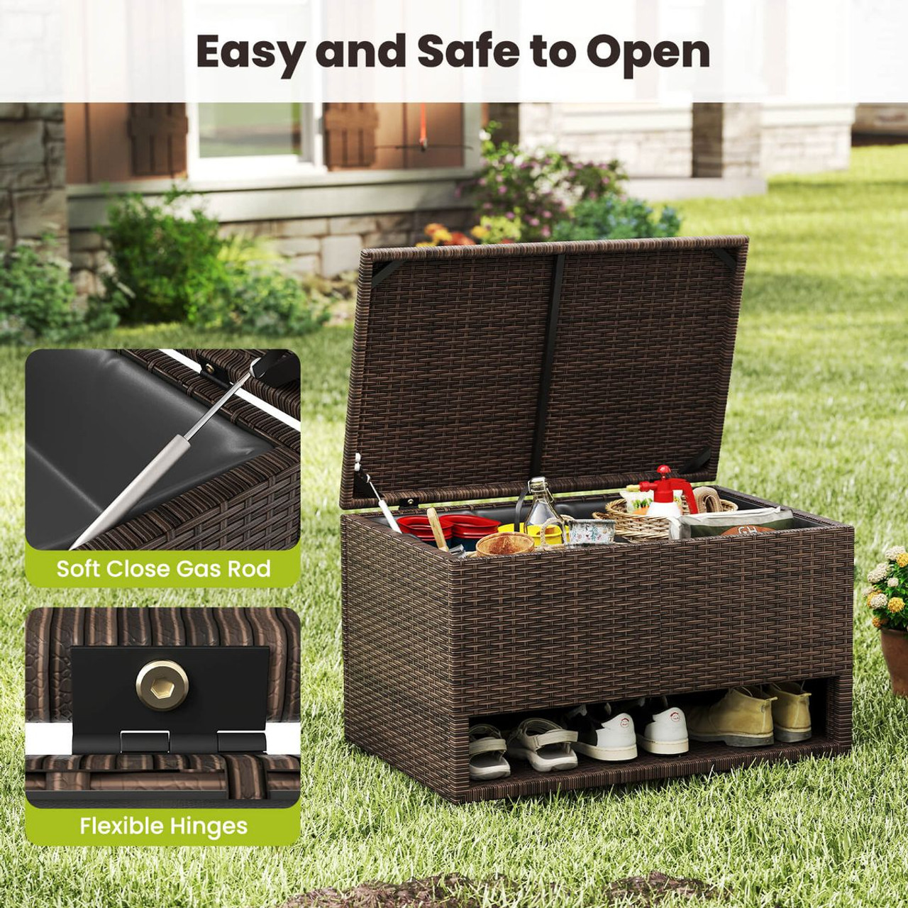 48 Gallon Outdoor Deck Box with Shoe Rack product image