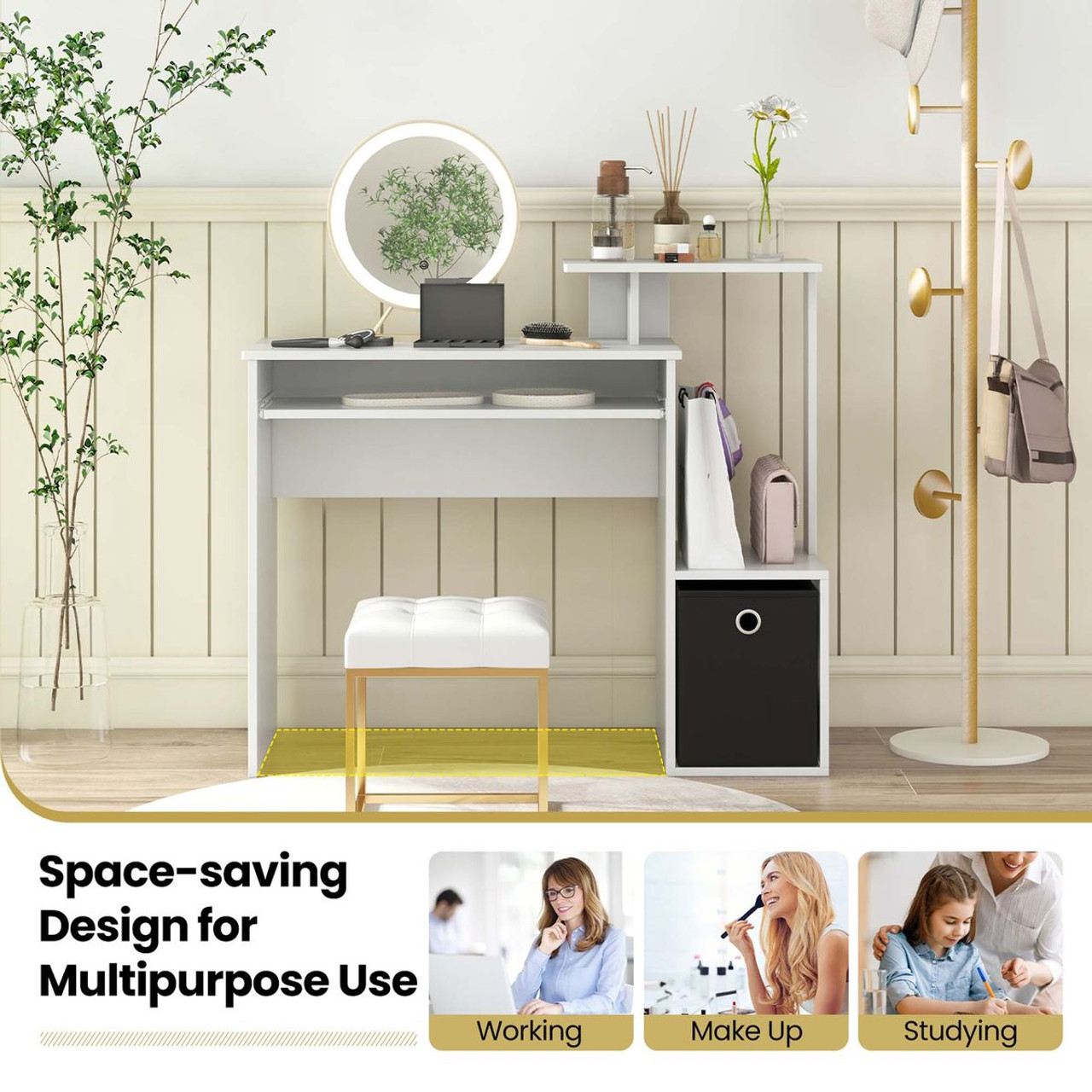 Home Office Computer Desk with Open Storage Shelf product image