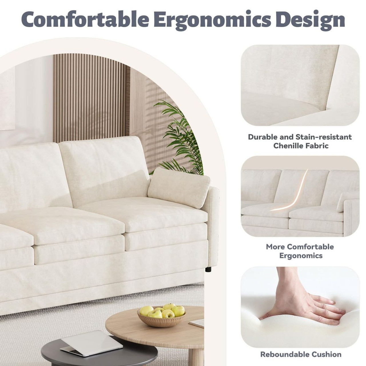 3-Seater Sofa Bed with Ultra- Soft Fabric Upholstery product image
