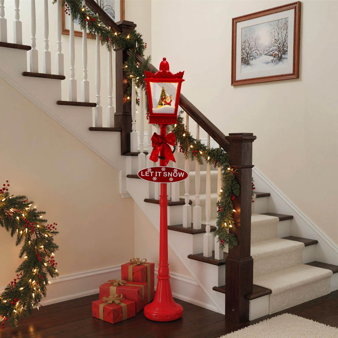 8FT Musical Christmas Streetlight with Warm White LED Lights product image