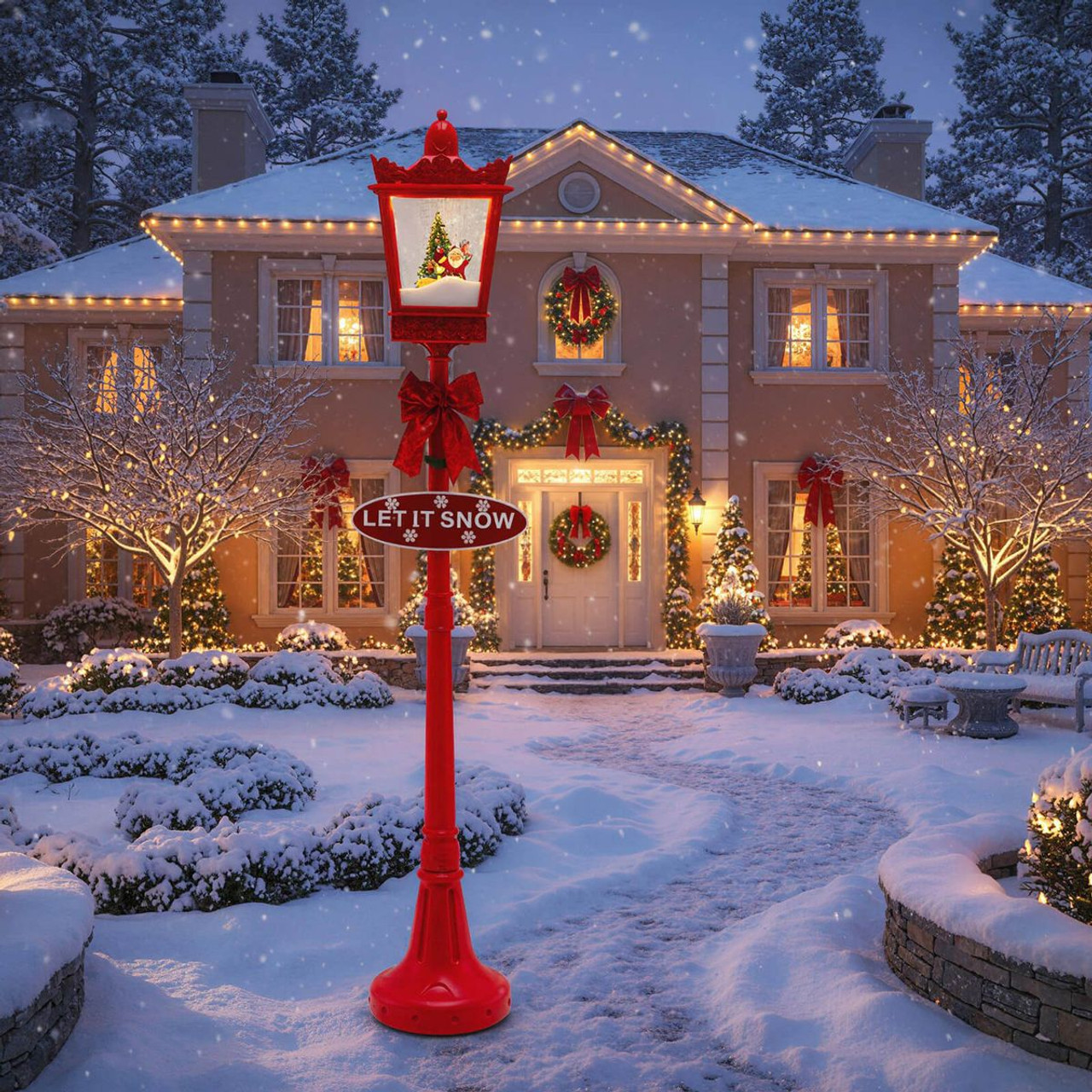 8FT Musical Christmas Streetlight with Warm White LED Lights product image