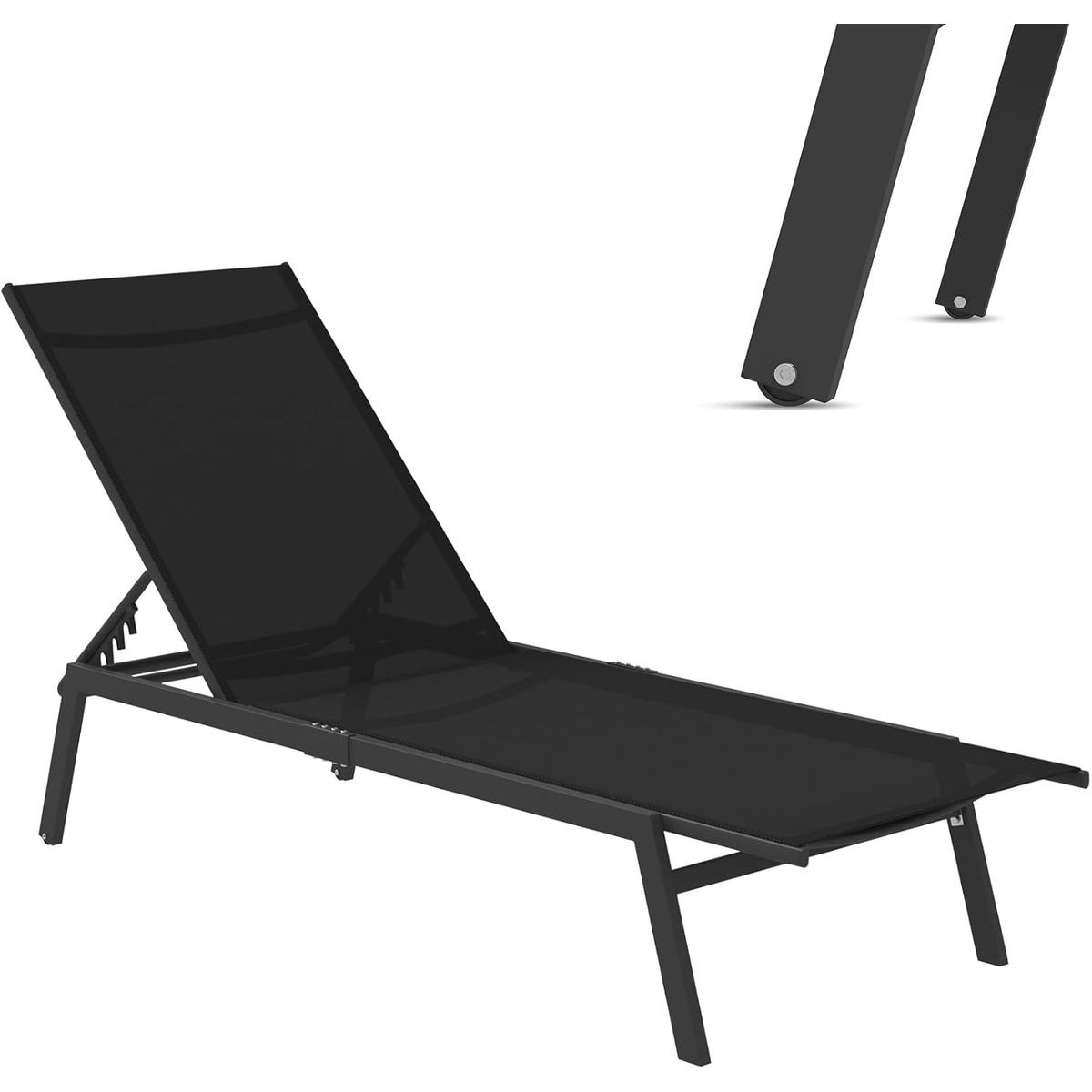 Adjustable Outdoor Chaise Lounge Chairs with Wheels product image