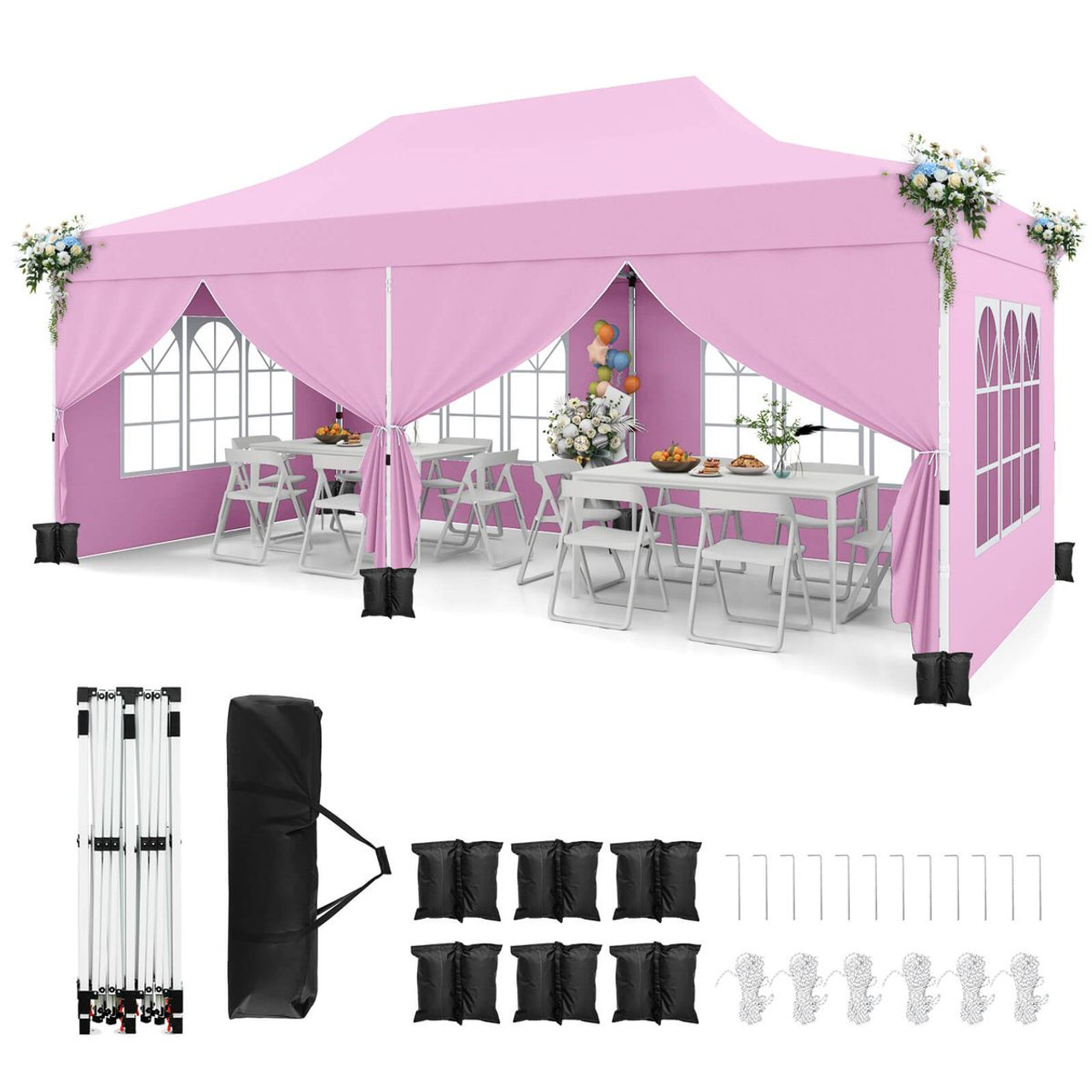 Outdoor 10 x 20 FT Pop-Up Canopy Tent with 6 Sidewalls product image