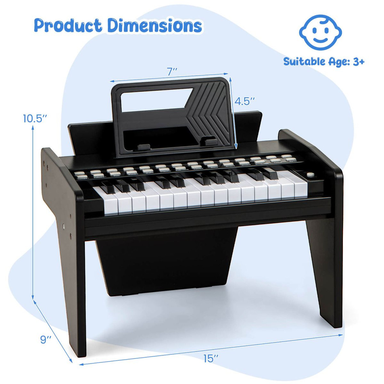 Kids' 25-Key Digital Piano with Music Stand product image