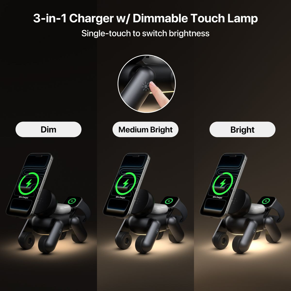 3-in-1 Wireless Charger Robot Dog Stand product image