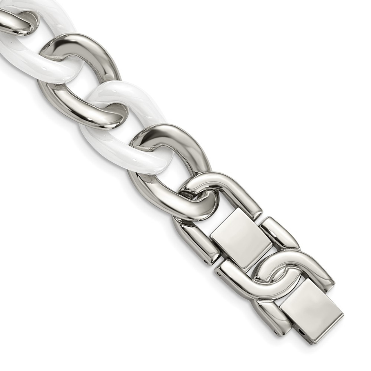 Stainless Steel and White Ceramic Bracelet product image