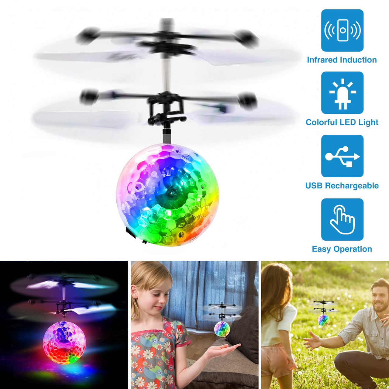 Hand-Sensing Flying RC Helicopter Ball with LED Lights product image