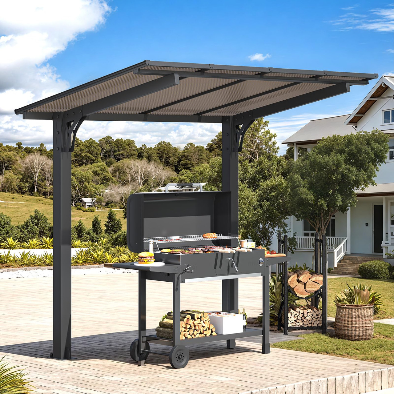 Freestanding Lean-to Hard Top Outdoor Pergola  product image