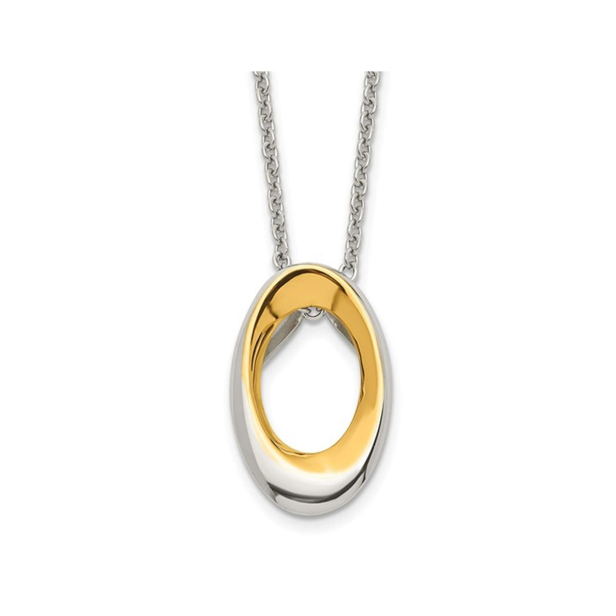 Stainless Steel Polished Oval Necklace Pendant with Chain product image