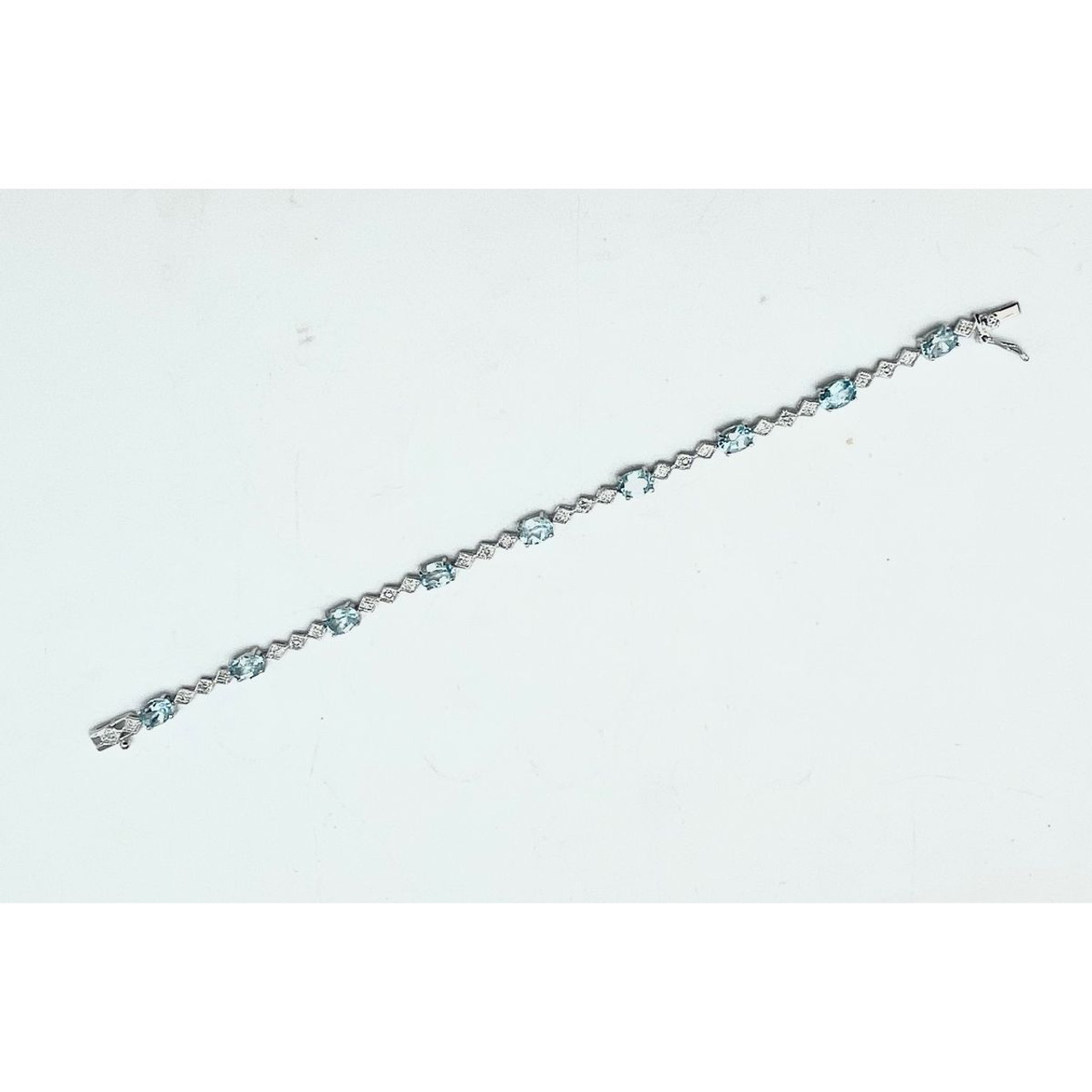 Blue Topaz and Diamond Accent Bracelet in Sterling Silver product image