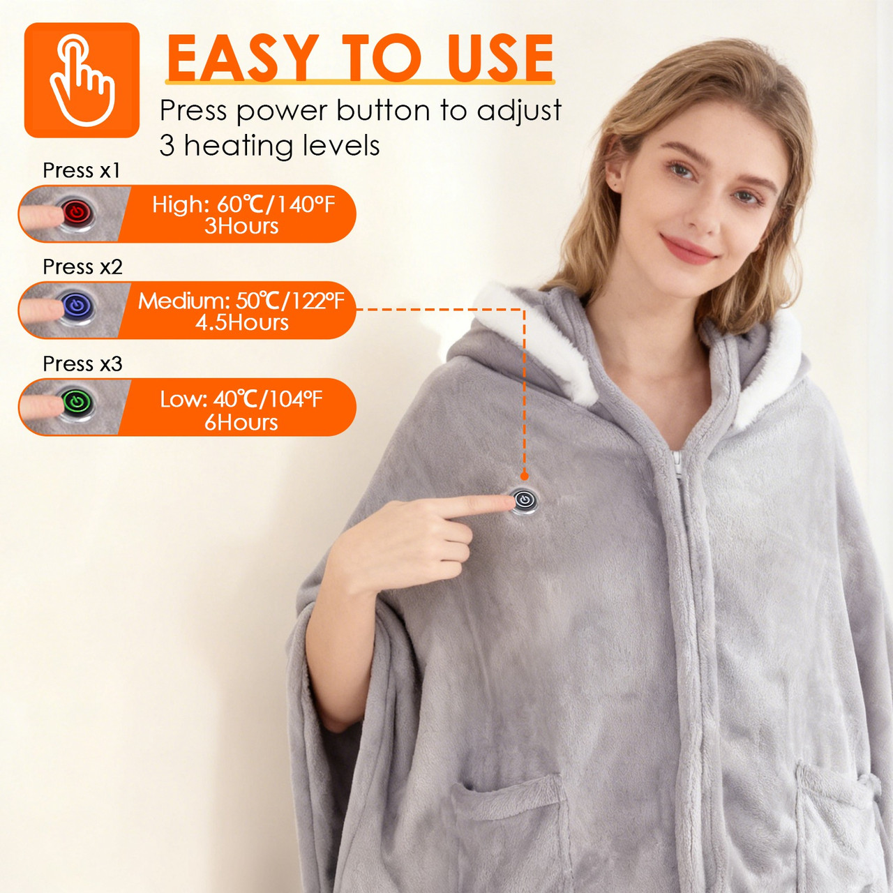 Wearable Double-Sided Heated Throw Blanket (Requires Power Bank) product image
