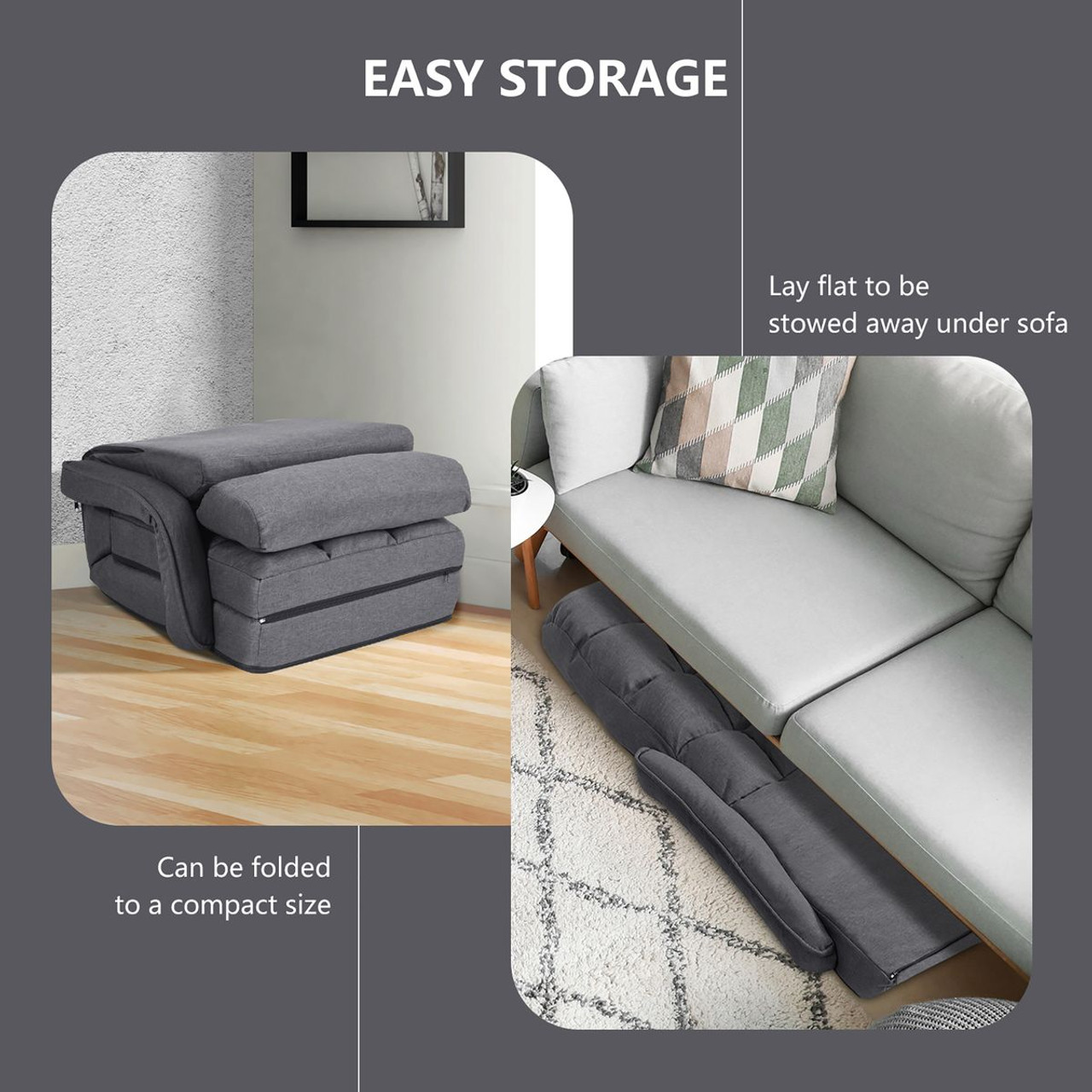 Folding Floor Armchair with Adjustable Back and Lumbar Pillow product image