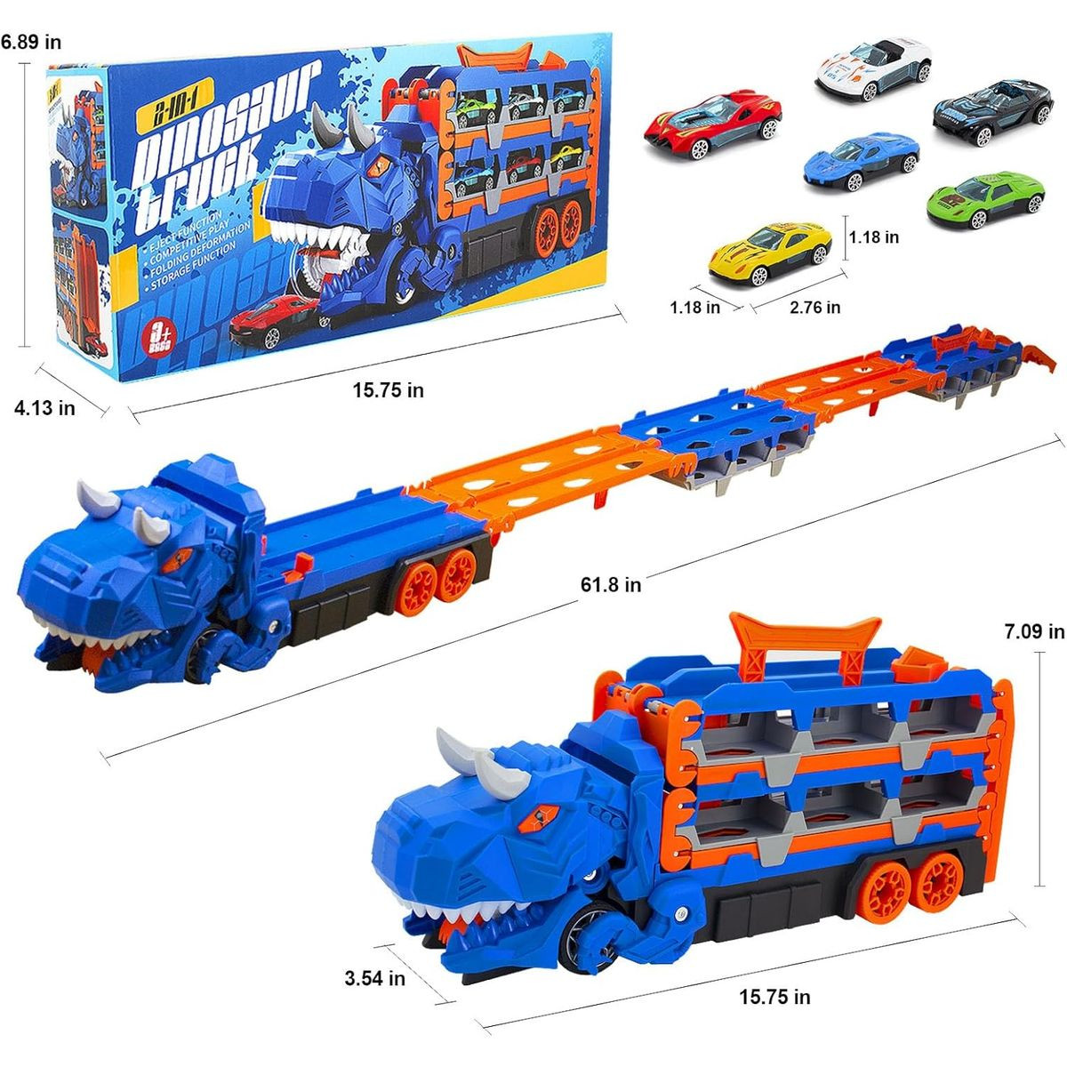 3-in-1 Dinosaur Truck/Race Track with 12 Cars product image