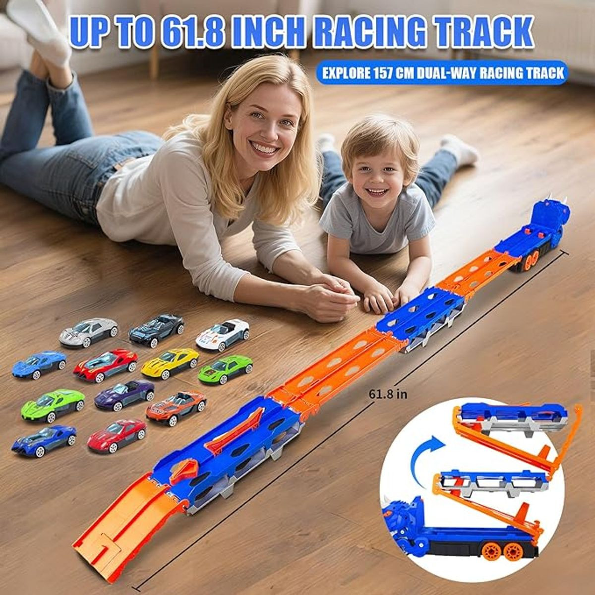 3-in-1 Dinosaur Truck/Race Track with 12 Cars product image