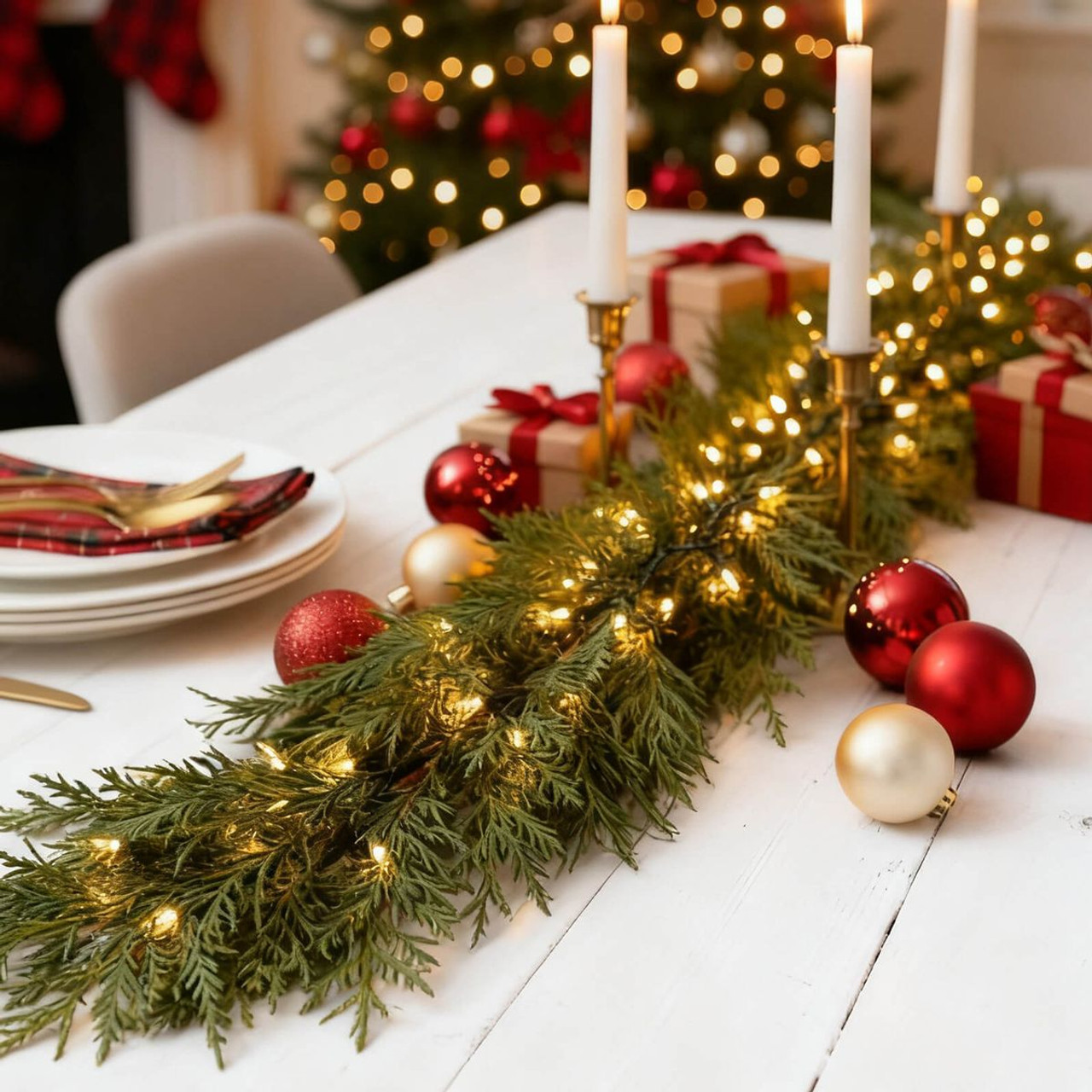 Artificial Real Touch Cypress Christmas Garland product image