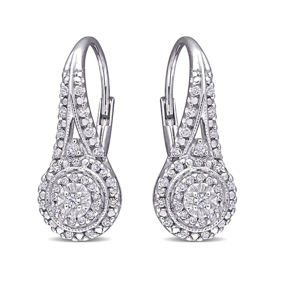 1/2-Carat Diamond Double Halo Hoop Earrings product image