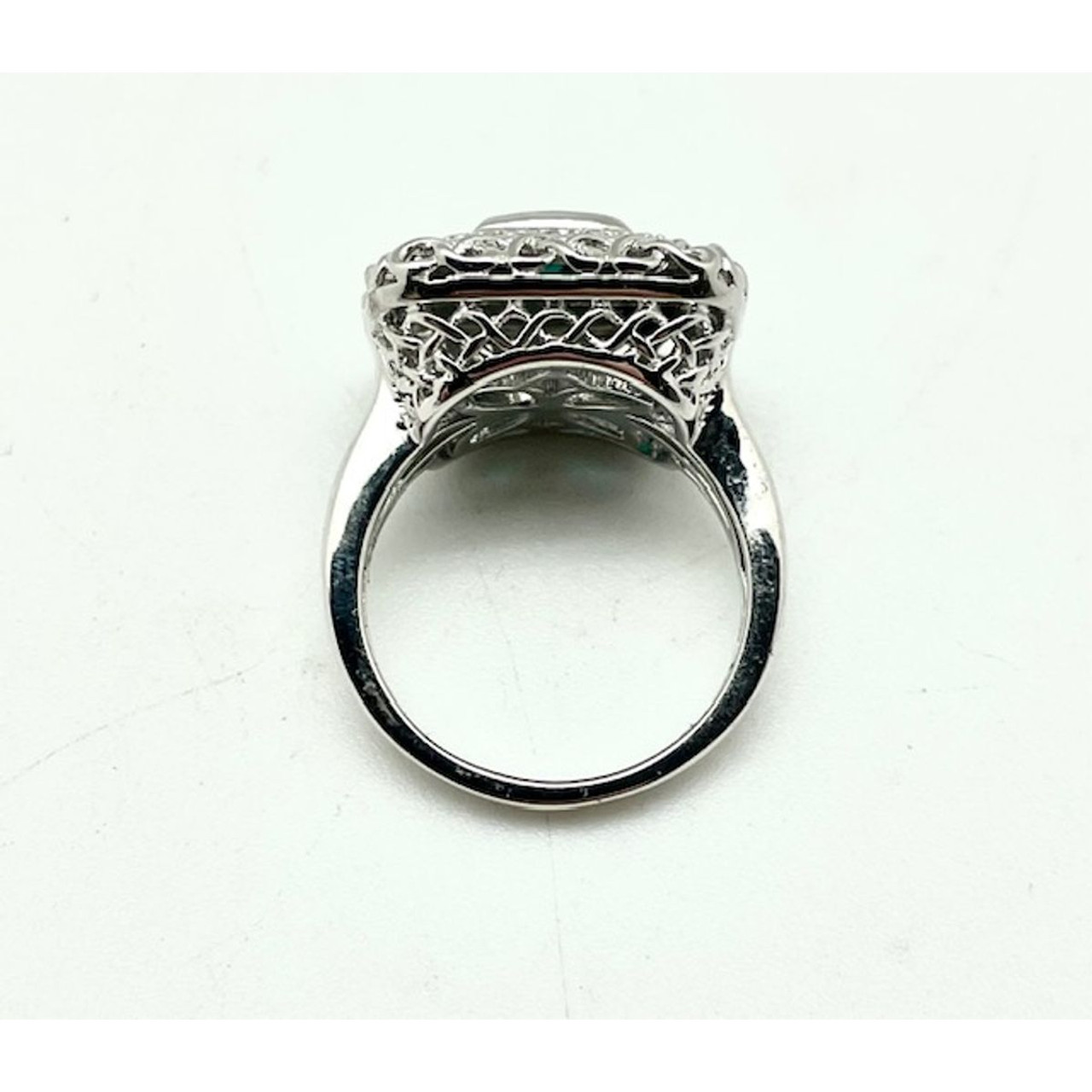 Stunning Emerald & Diamond Ring in Sterling Silver product image