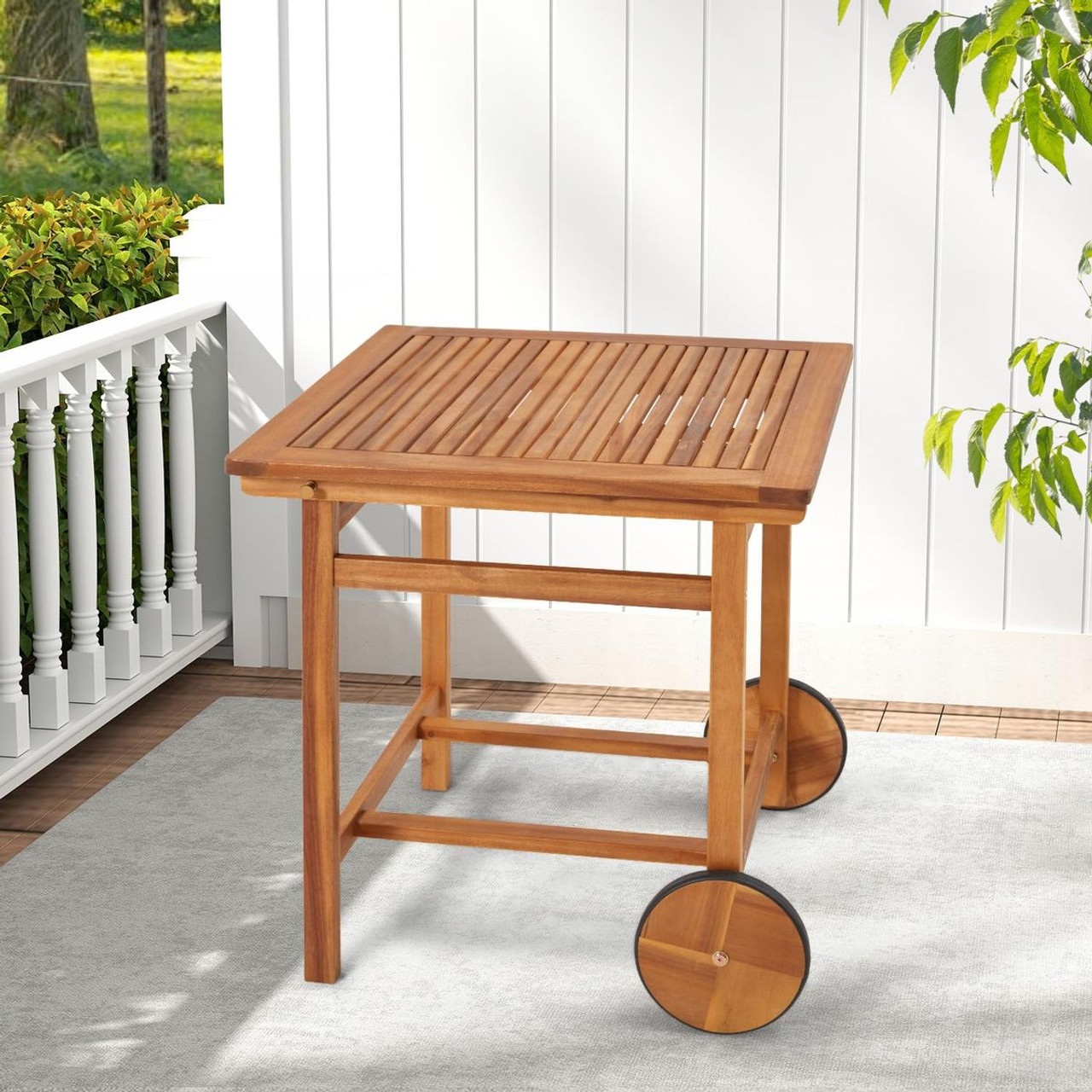 Wheeled Acacia Wood Outdoor Dining Table for 4  product image