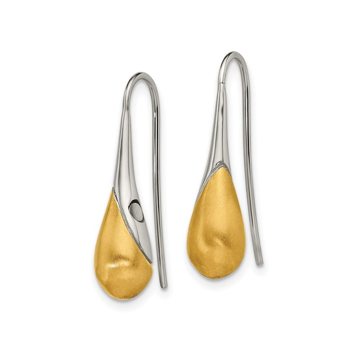 Brushed and Polished Yellow Plated Drop Earrings product image