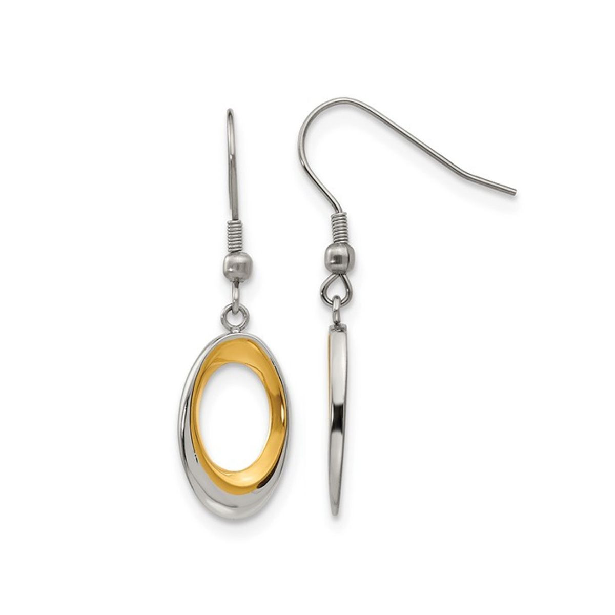 Stainless Steel Polished Oval Dangle Earrings product image