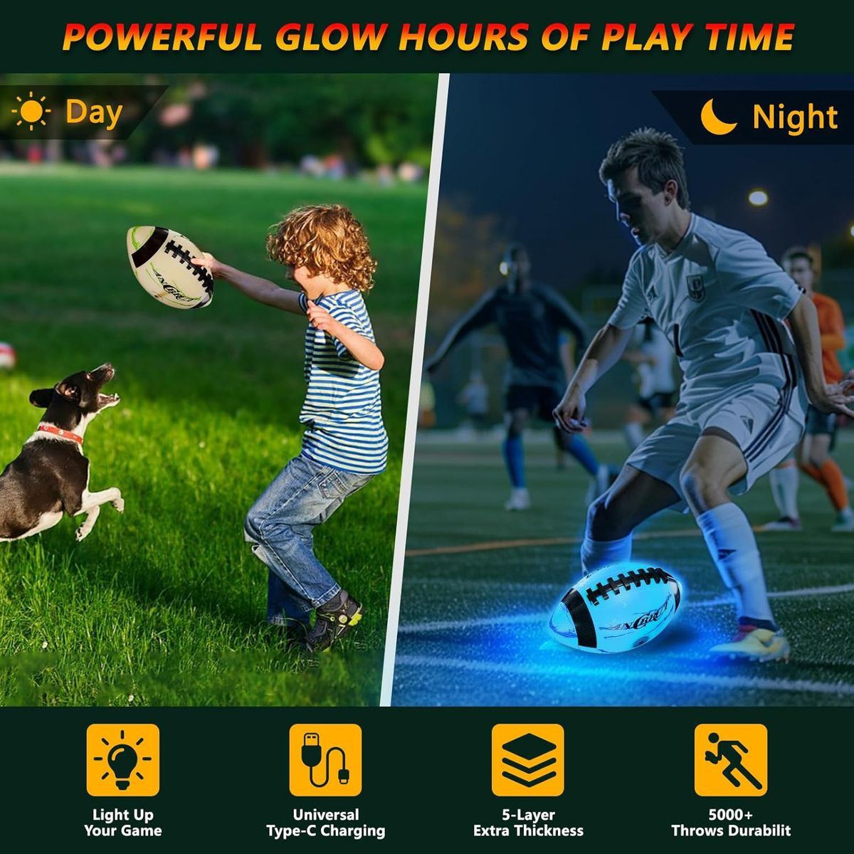 RGB Light Up Glow-in-the-Dark Football product image