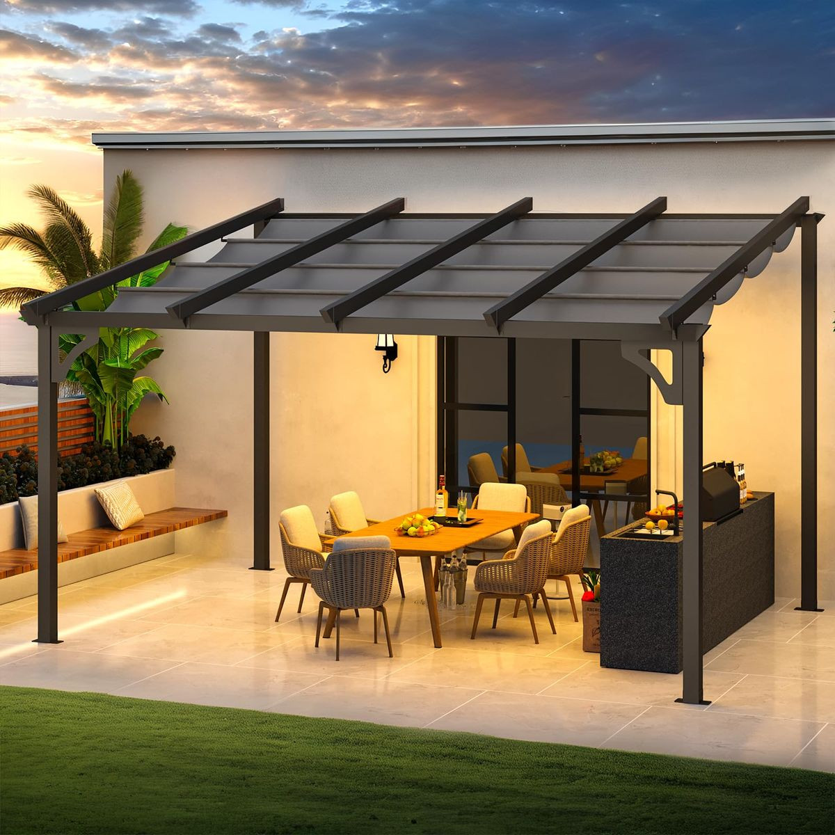 Retractable Pergola with Adjustable Sun Shade Canopy product image