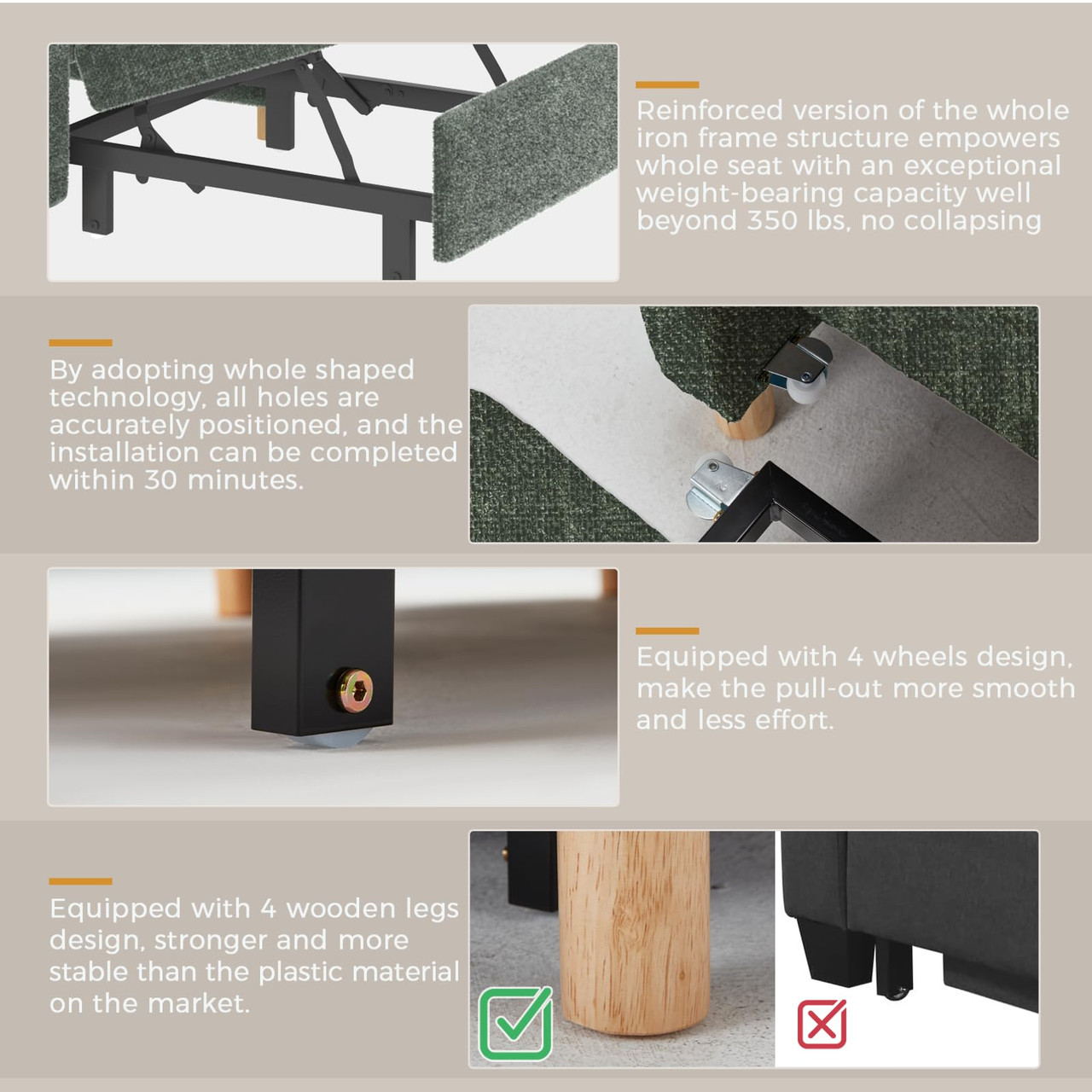 31.5" 3-in-1 Pull Out Sofa Chair with Side Pocket product image