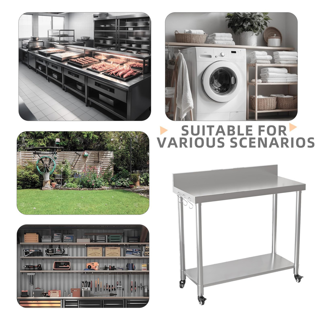 Stainless Steel Prep Table with Wheels product image