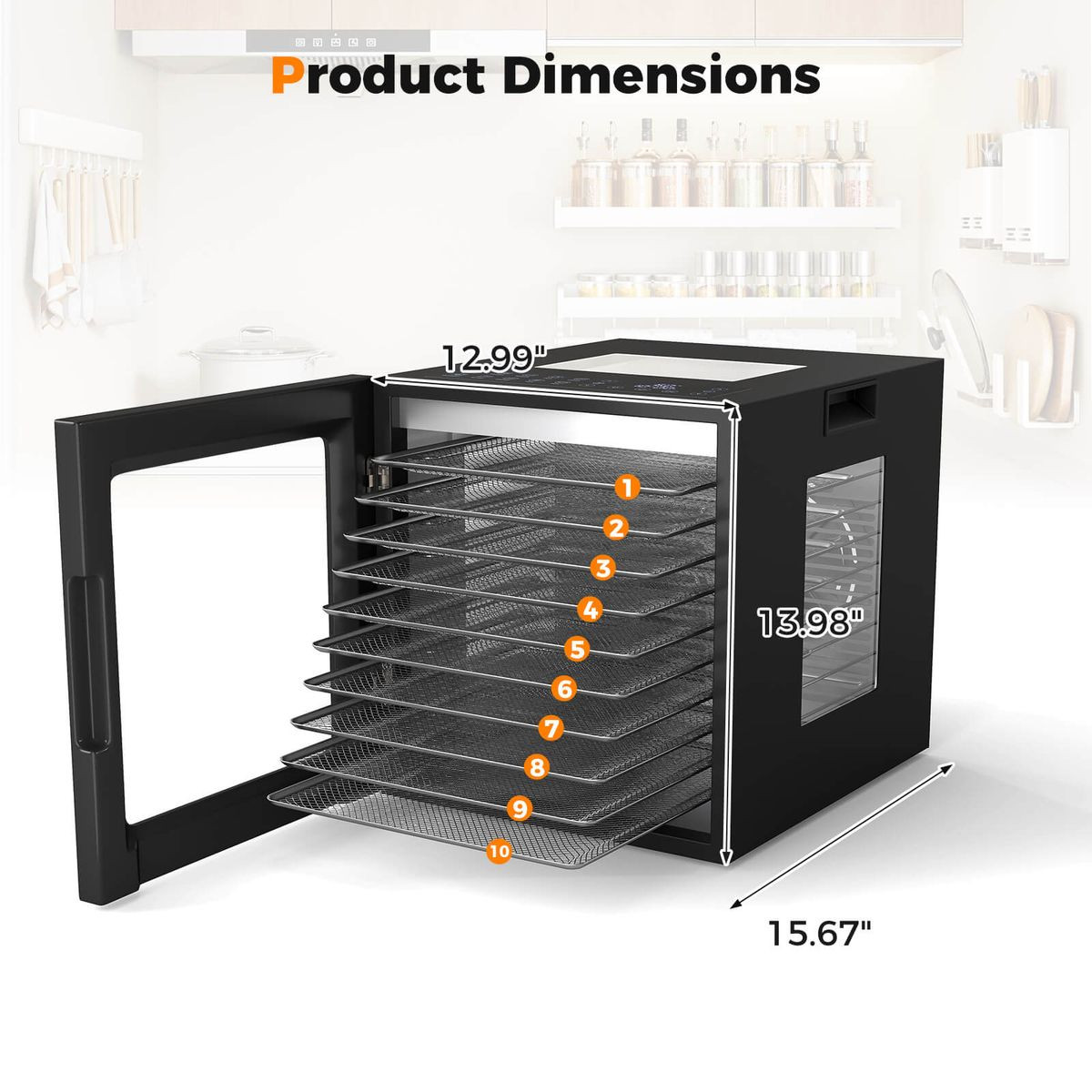 Stainless Steel Trays Dryer with 10 Presets and Built-In Thermostat product image