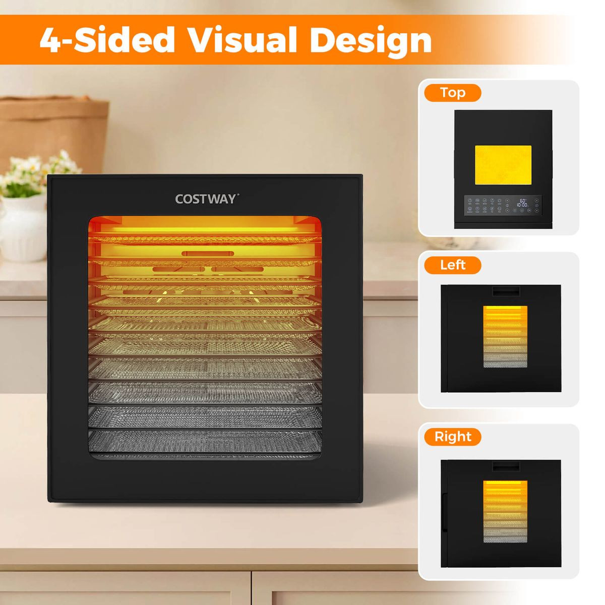 Stainless Steel Trays Dryer with 10 Presets and Built-In Thermostat product image