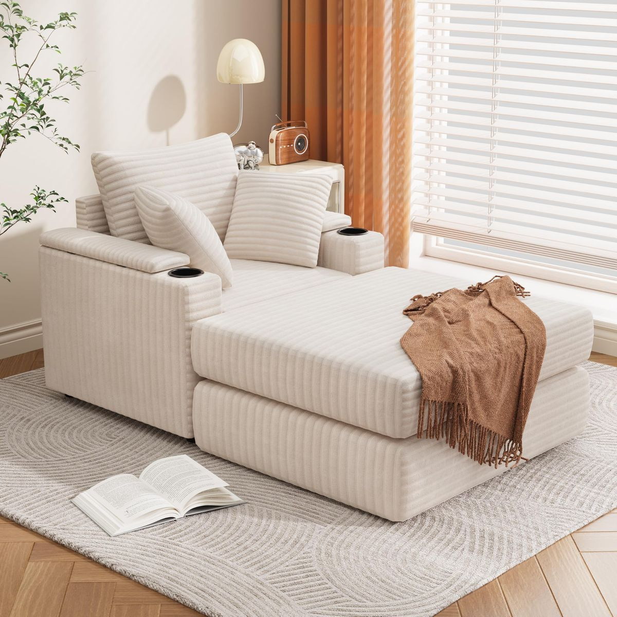 Chaise Lounge Chair with Ottoman, Side Pocket and Cup Holder product image