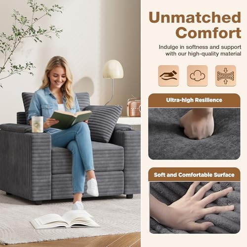 Chaise Lounge Chair with Ottoman, Side Pocket and Cup Holder product image