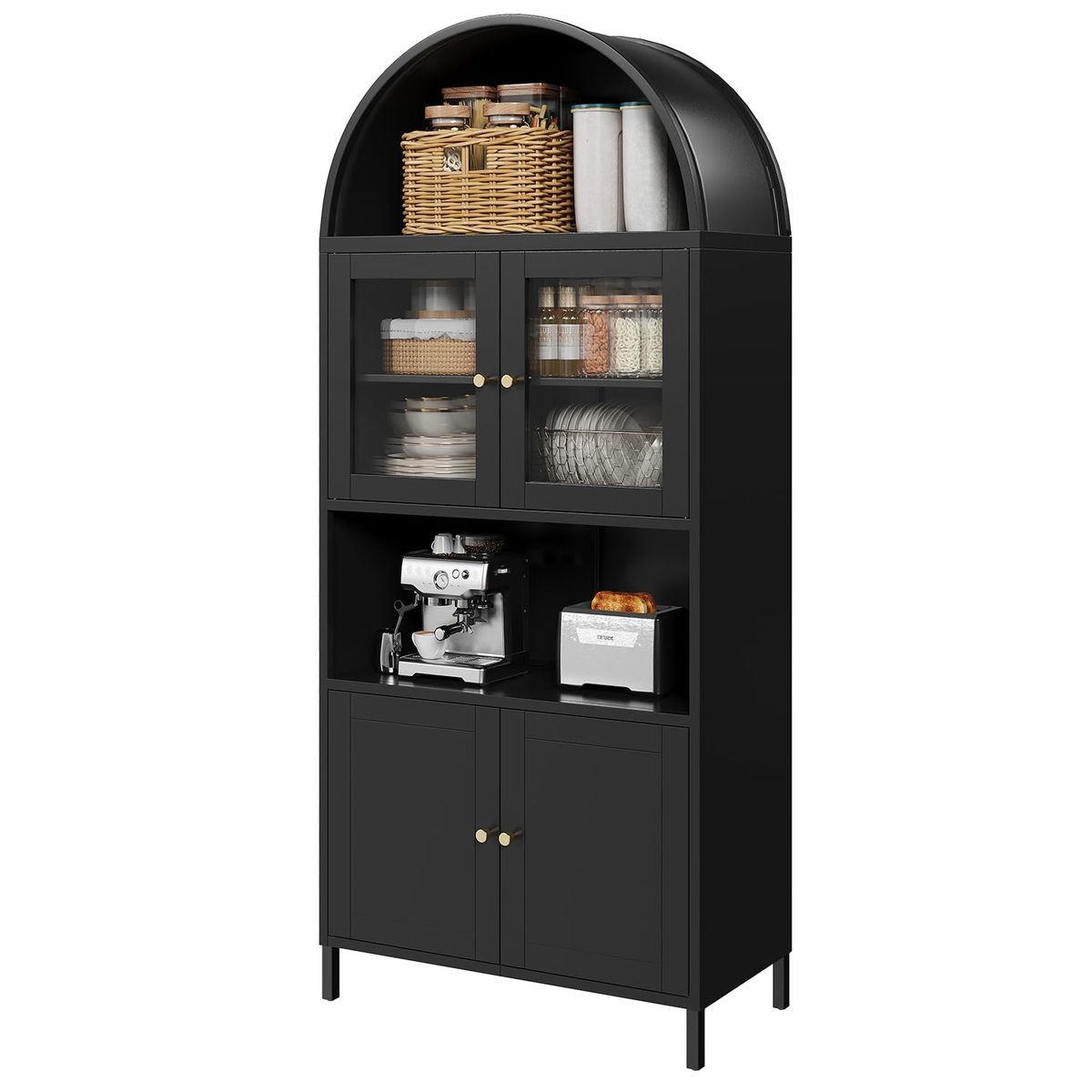 73'' Arched Metal Storage Cabinet with Doors, Drawer and Adjustable Shelves product image