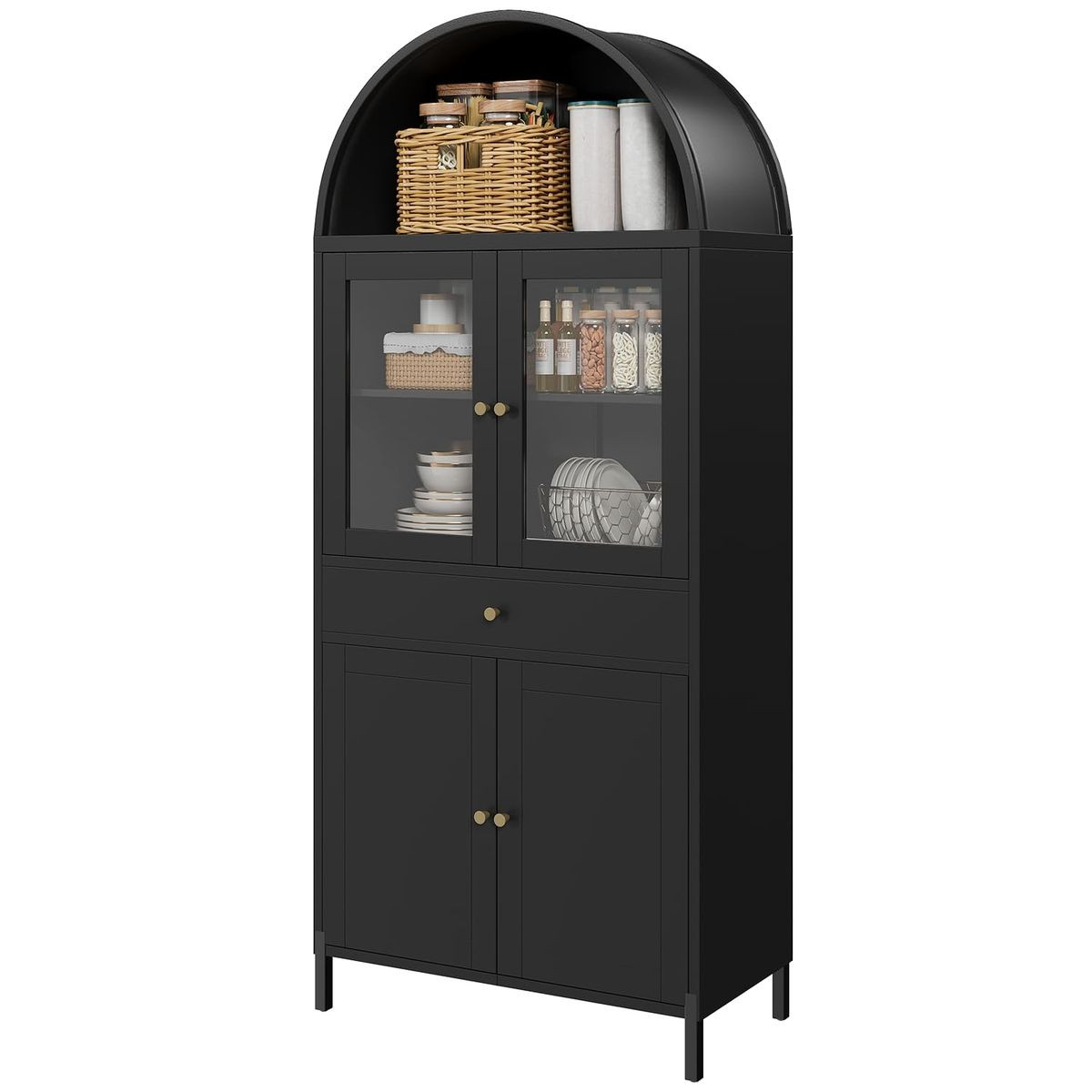 73'' Arched Metal Storage Cabinet with Doors, Drawer and Adjustable Shelves product image