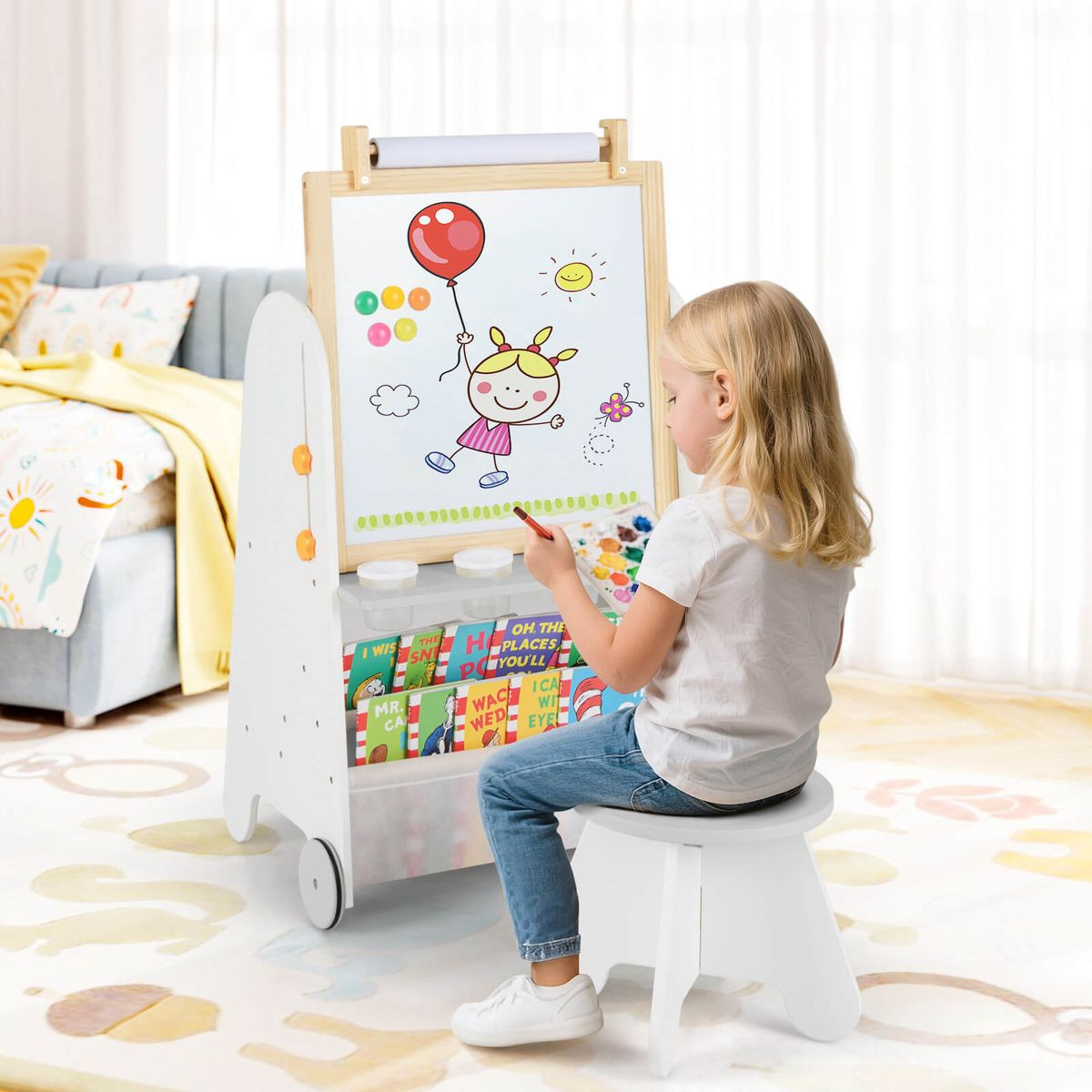4-in-1 Kids' Art Easel with Stool product image