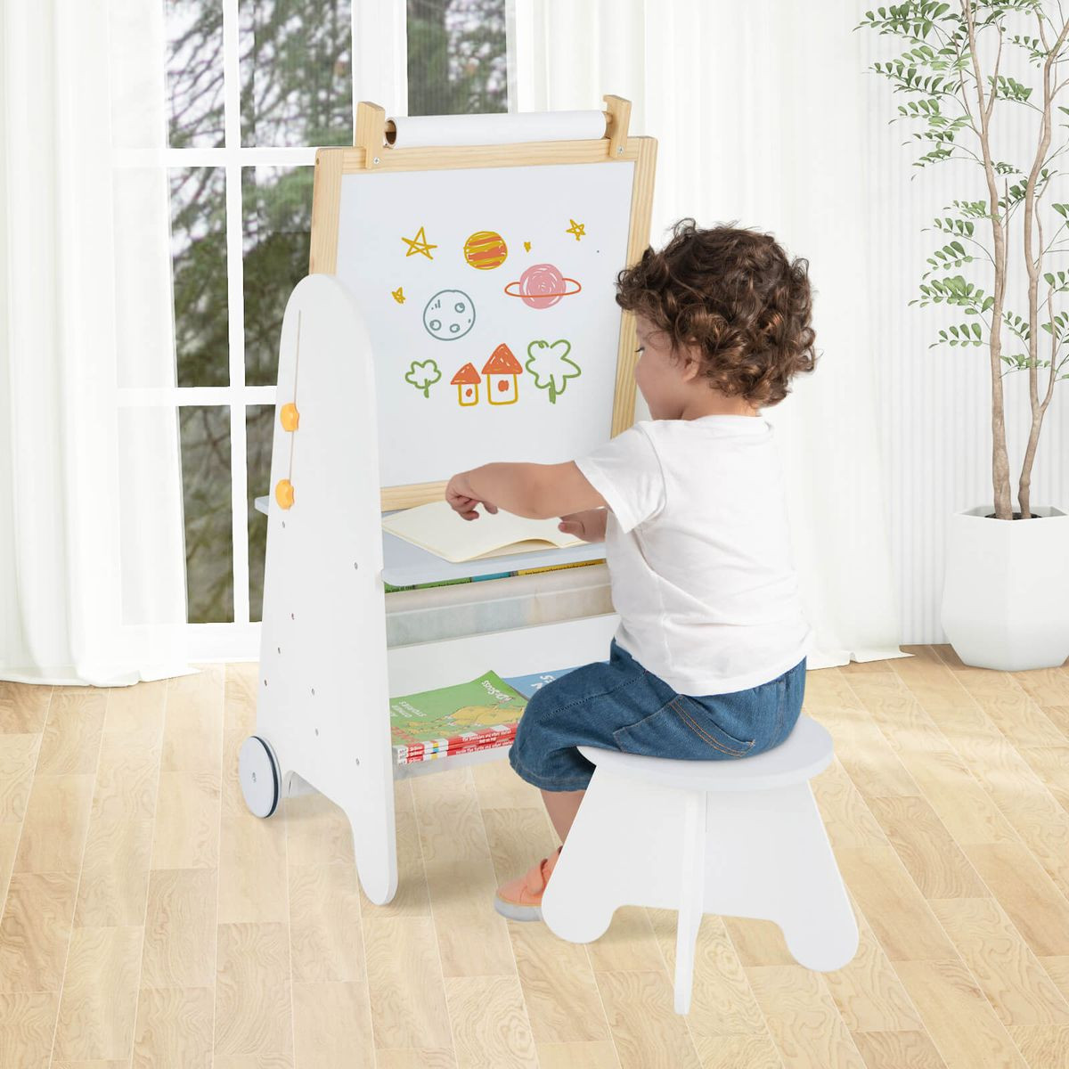 4-in-1 Kids' Art Easel with Stool product image