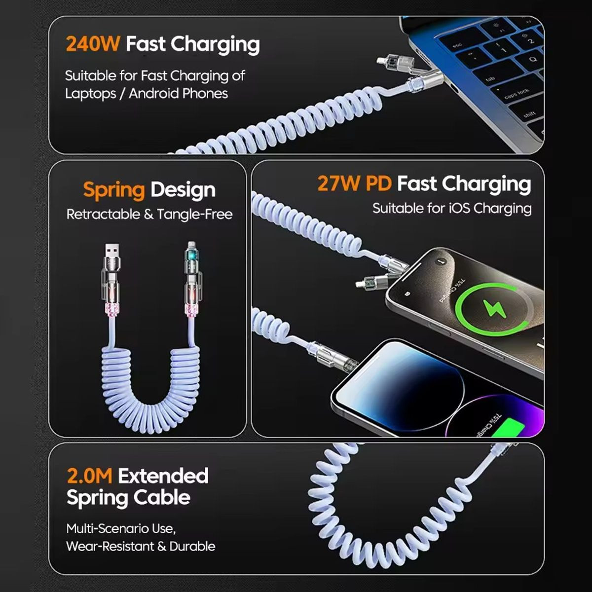 Power Spring 4-in-1 Fast Charging Cable product image