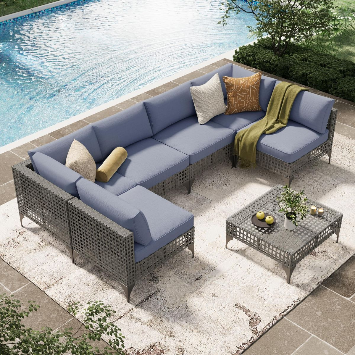 7-Piece Patio Outdoor Furniture Set with Tea Table product image