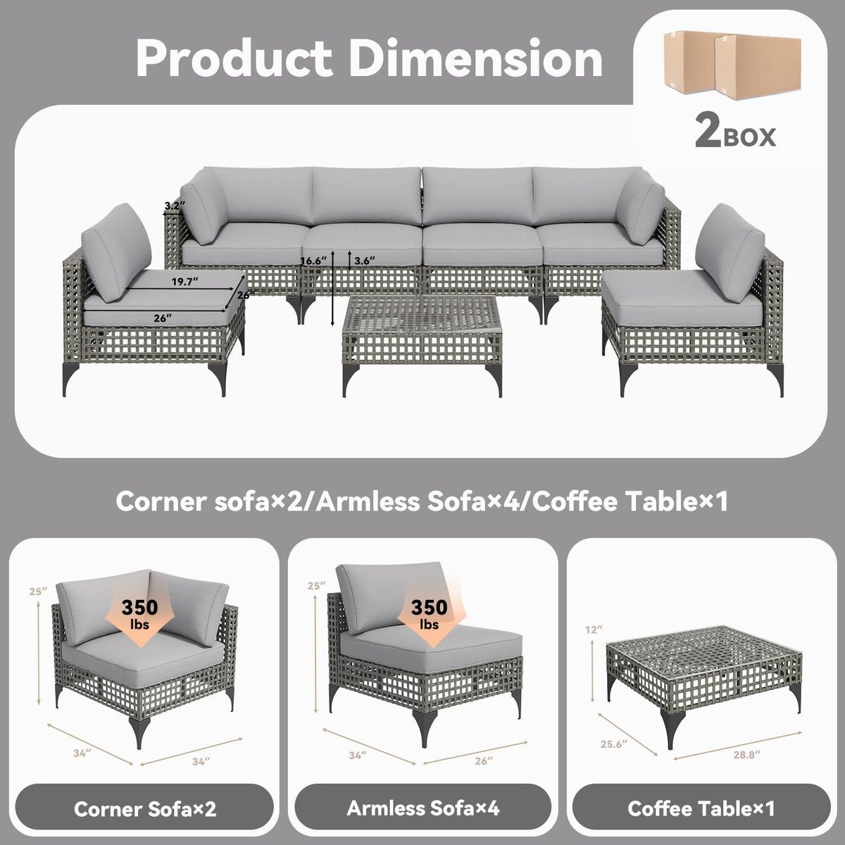 7-Piece Patio Outdoor Furniture Set with Tea Table product image
