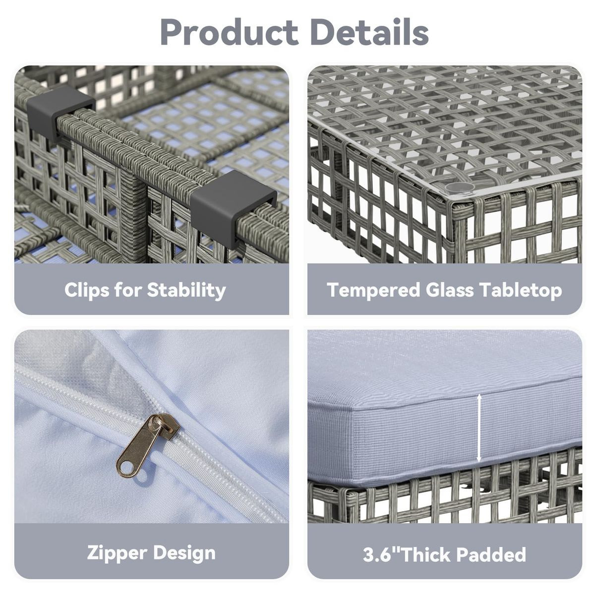 7-Piece Patio Outdoor Furniture Set with Tea Table product image