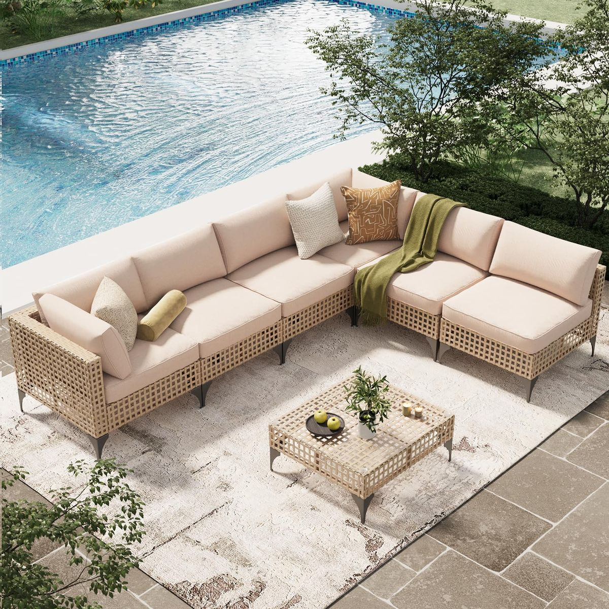 7-Piece Patio Outdoor Furniture Set with Tea Table product image