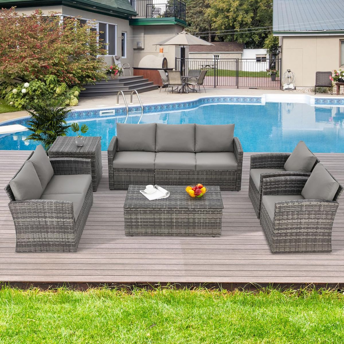 7-Piece Outdoor Patio Furniture Sets with Two Storage Boxes product image