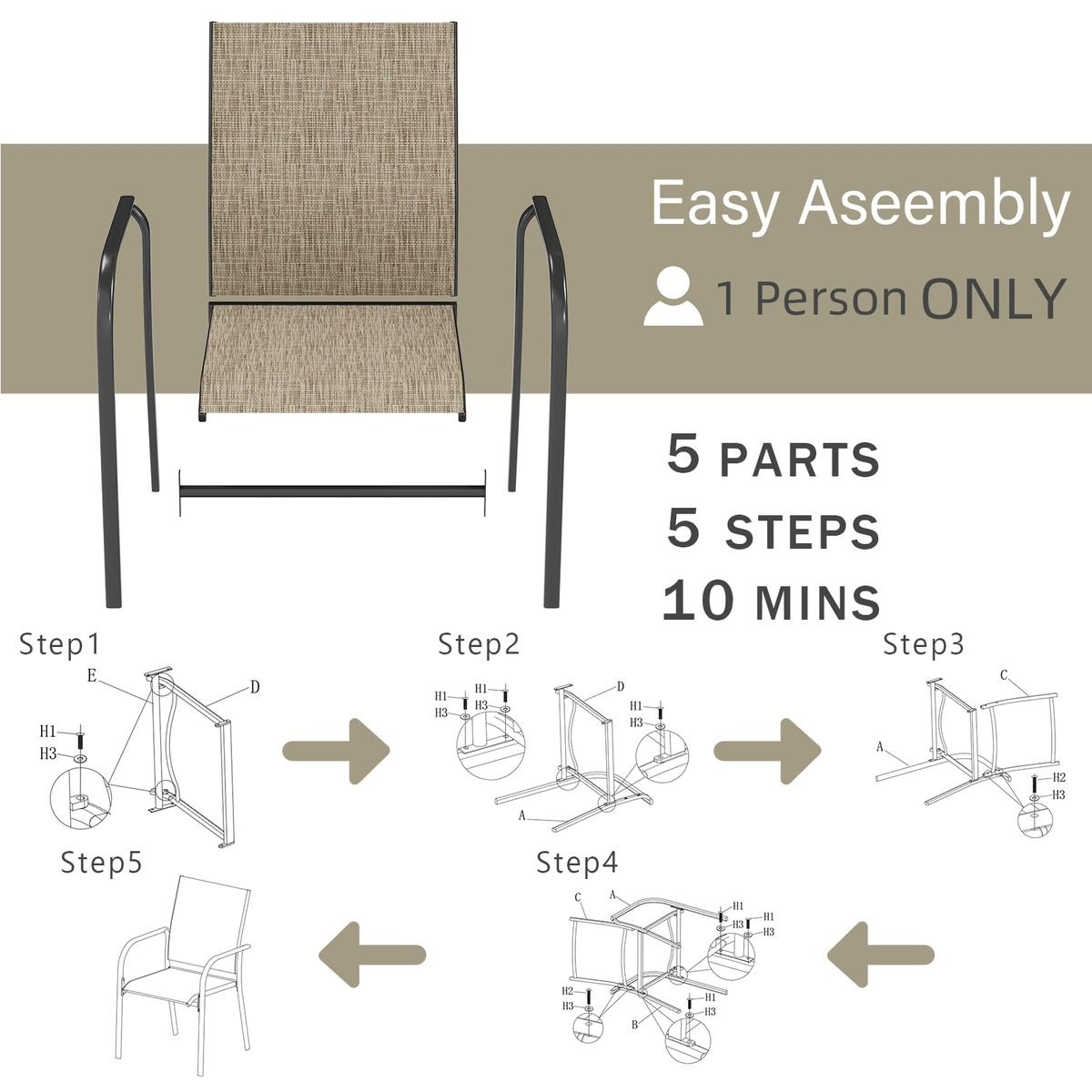 Stackable Patio Dining Chairs with Armrests (4-Pack) product image