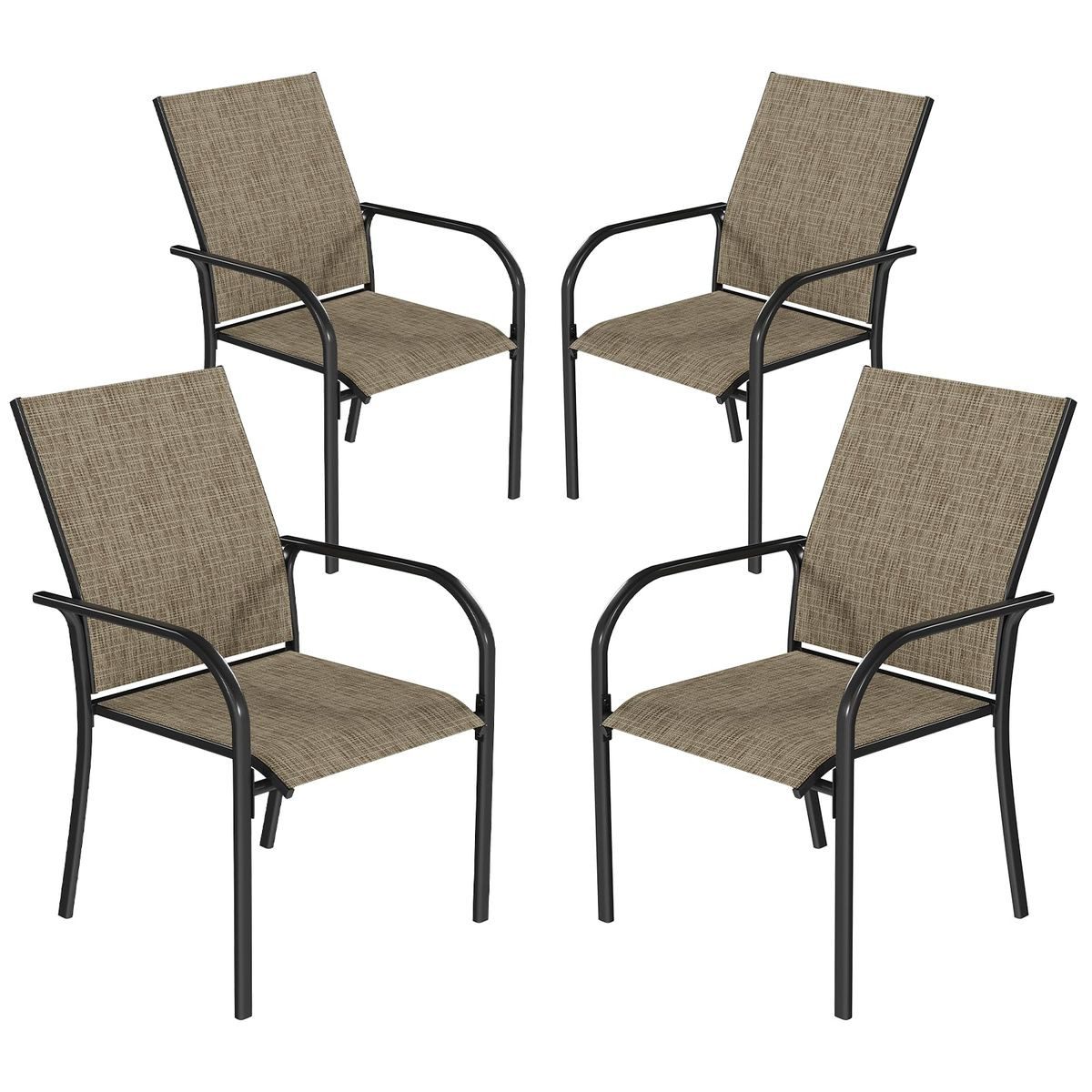 Stackable Patio Dining Chairs with Armrests (4-Pack) product image