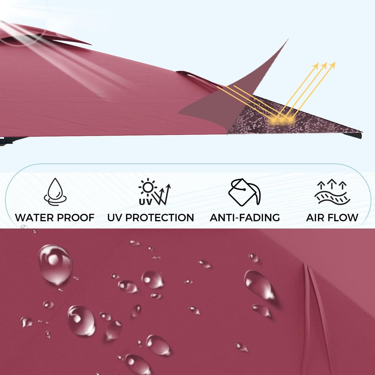 10FT Solar LED Wall Mounted Outdoor Patio Umbrella product image