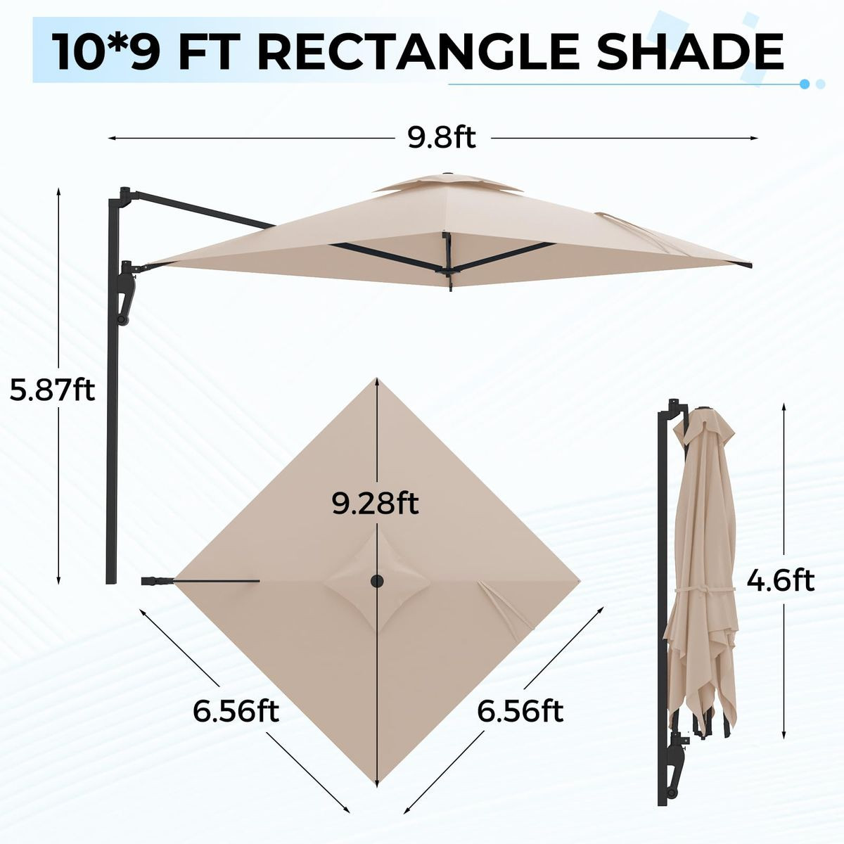 9FT Wall Mounted Outdoor Patio Umbrella product image