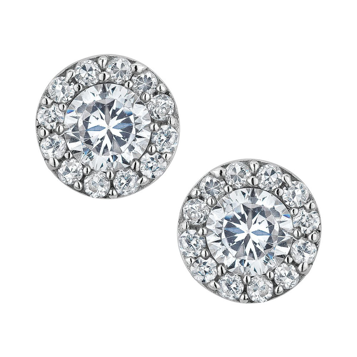 Simulated Crystal Stud Earrings 1.00 Carat (ctw) in Sterling Silver product image