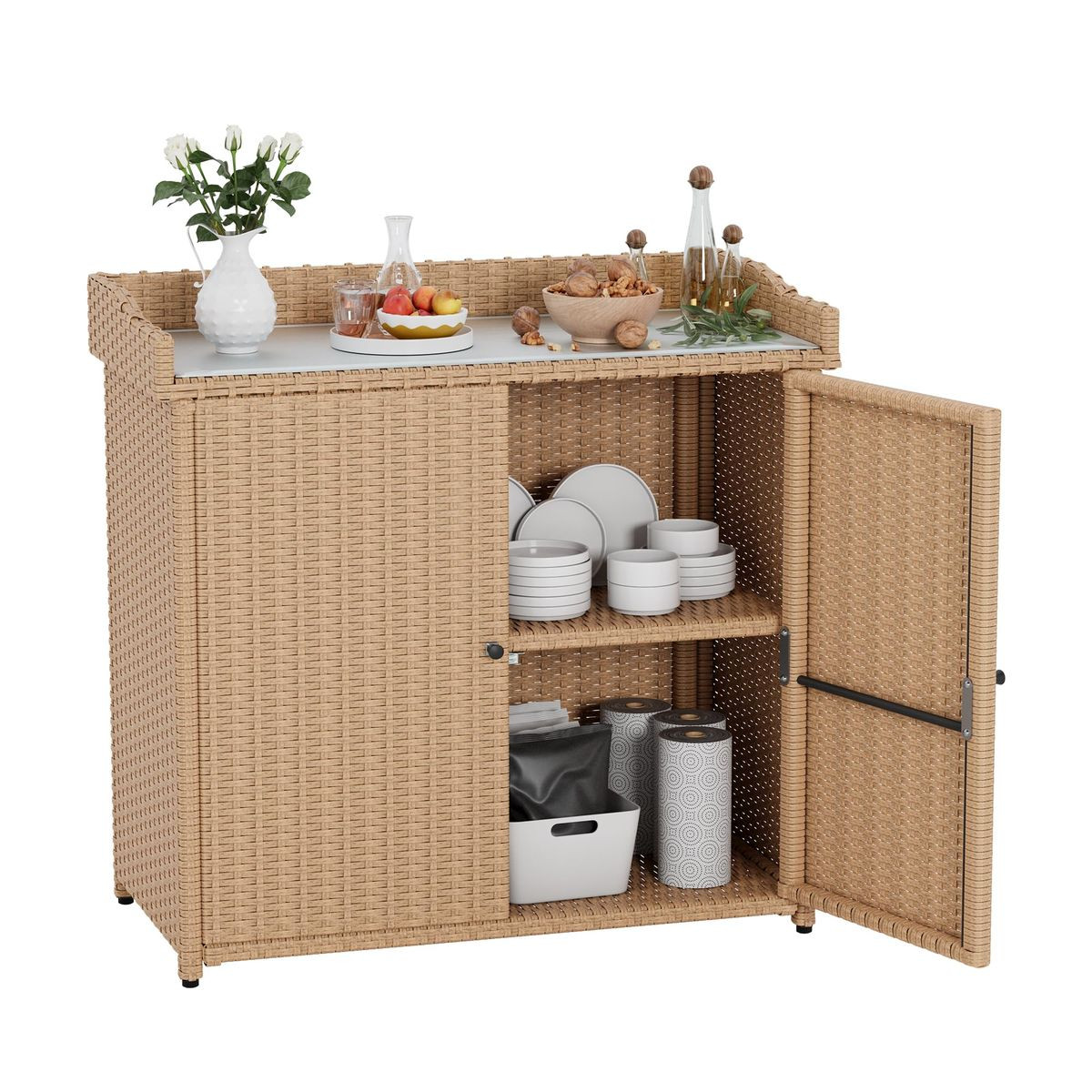 Outdoor Wicker Storage Cabinet with 2 Doors  product image