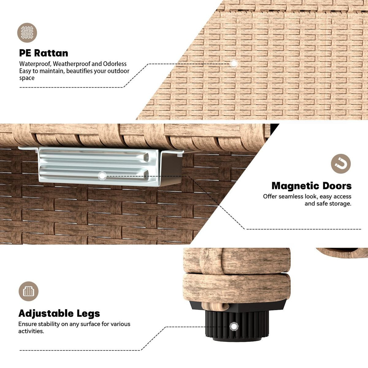Outdoor Wicker Storage Cabinet with 2 Doors  product image